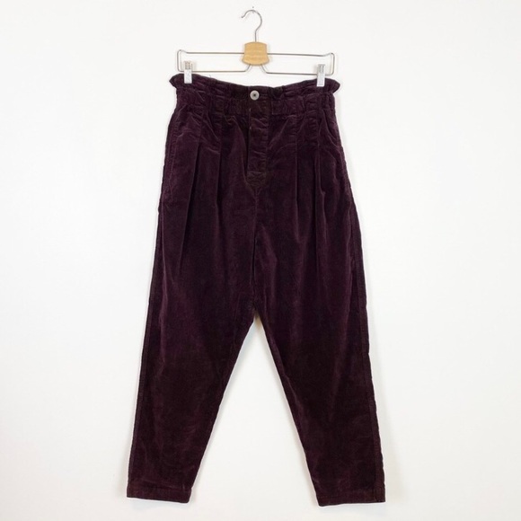 Free People | Margate Corduroy Paper Bag Pants Size S - Missing Drawstring - Picture 3 of 14